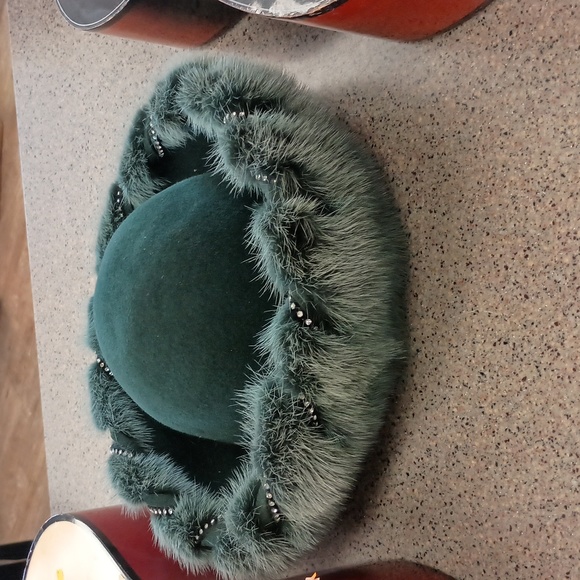 COPY - Designer Wool hat with Faux Fur & Semi precious stones embroidery $38 +g… - Picture 3 of 13